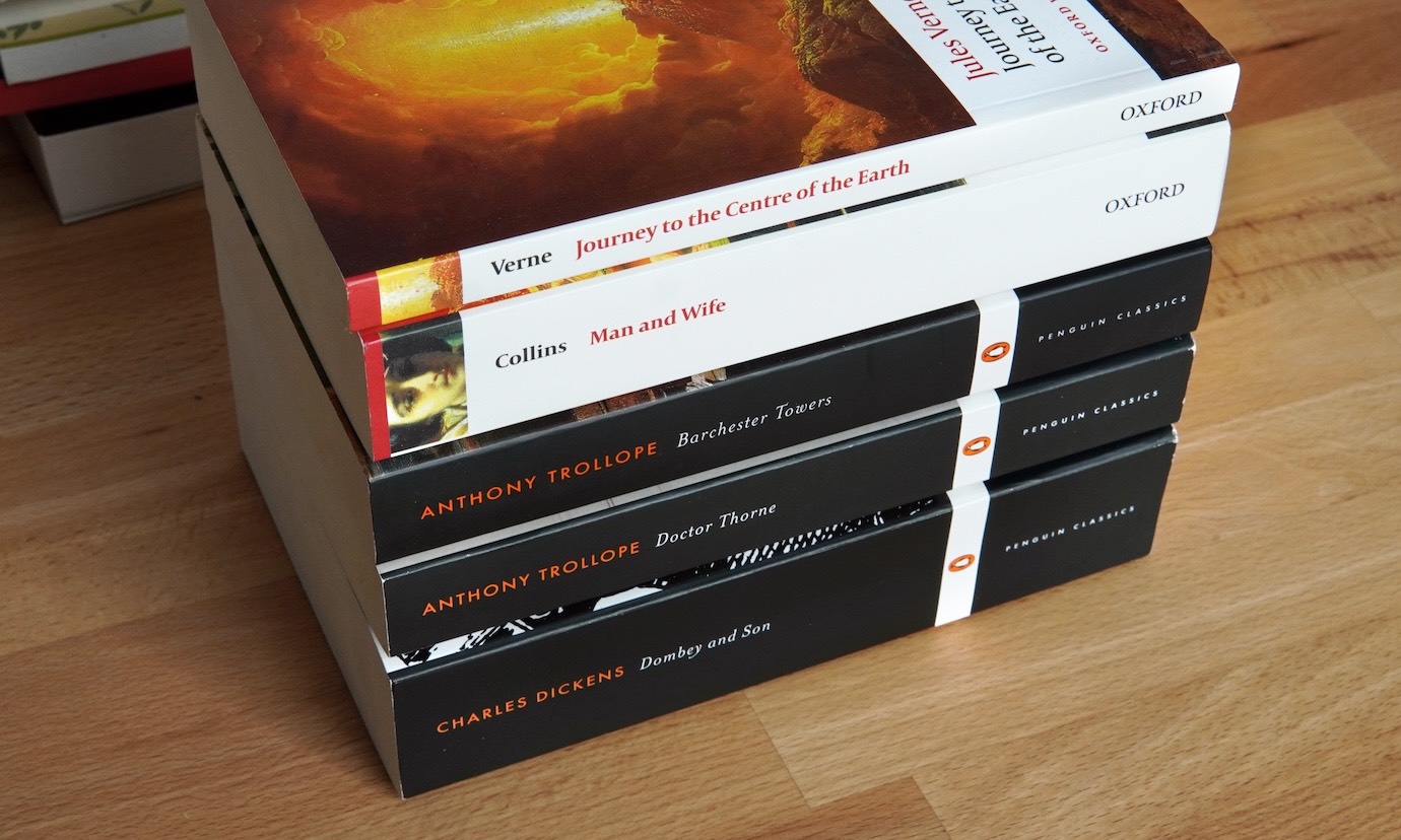 A stack of five books.